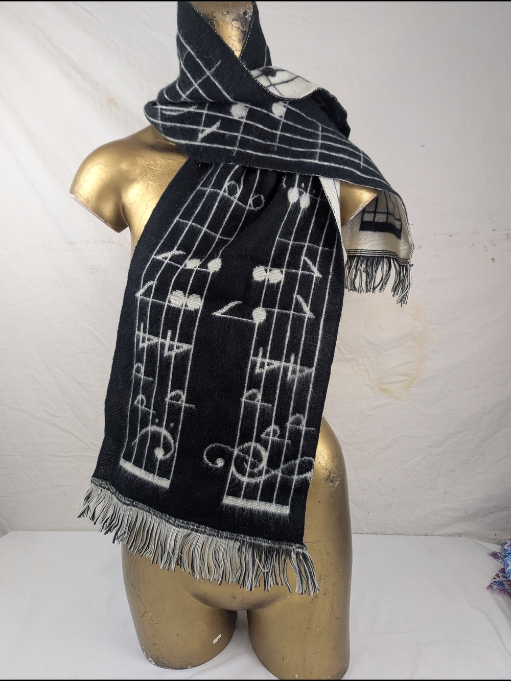 Black & White Musical Notes Scarf Unisex